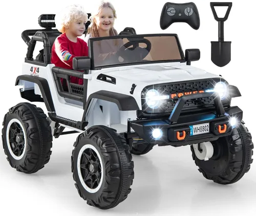 Miniatura 12 de OLAKIDS vehículo de paseo de 24 V, 2WD/4WD conmutable de 2 plazas para niños, vehículo eléctrico tipo Jeep camioneta con asiento ancho de 20", Rosa