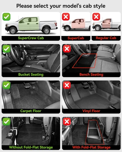 Miniatura 2 de 3W Alfombrillas para Ford F-150 2015-2025 y F150 Lightning SuperCrew 2022-2025 (sin almacenamiento plano plegable), TPE para todo tipo de clima