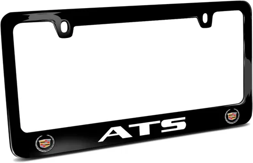 iPick Image Hecho para Cadillac ATS con doble logotipo en marco de matrícula de metal negro a todo color