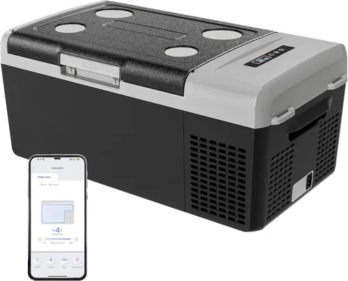 EKOJUCE Refrigerador portátil de 12 V, compresor eléctrico de 17 cuartos de galón, refrigerador de 12 V -4 ℉ a 68 ℉, congelador portátil para