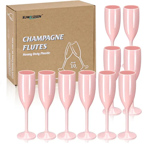 Miniatura 10 de XUWAIDSGN Copas de champán acrílicas, copas de champán para brindis de boda, copa de champán de plástico, reutilizable, irrompible, para despedida