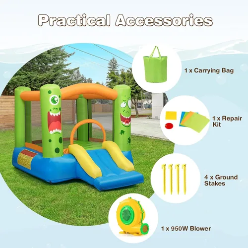Miniatura 6 de BOUNTECH Casa Inflable de Rebote, Casa de Rebote para Niños Interior Exterior Fiesta con Área de Salto, Incluye Soplador, Bolsa de Transporte