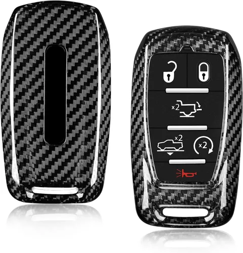 Miniatura 13 de Protector de llavero de fibra de carbono real para Dodge Ram 1500 2500 3500 accesorios, funda para llavero con llavero 2019-2025, azul