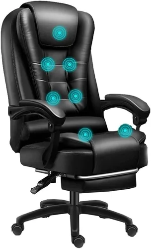 Miniatura 8 de Executive Leather Office Chair Big and Tall Reclining Swivel Desk Chair Adjustable Height with Footrest and Armrest(/Beige)