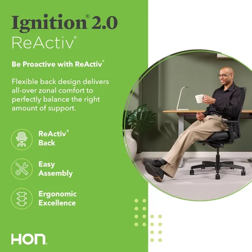 Miniatura 3 de HON Ignition 2.0 ReActiv - Silla de oficina ergonómica, silla de escritorio de malla con soporte lumbar, inclinación de sincronización avanzada