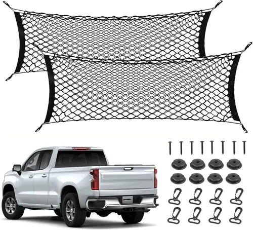 2 redes de carga para camioneta para camioneta, 52 a 66 pulgadas, organizador de almacenamiento de carga, red de malla, accesorios para Ford F150