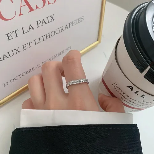 Miniatura 17 de Anillo de plata de ley 925, minimalista, ajustable, hecho a mano, para mujeres y niñas