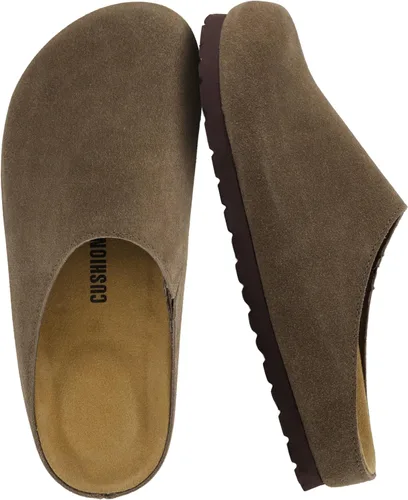 Miniatura 10 de CUSHIONAIRE Lute - Zuecos de piel de gamuza auténtica para mujer para interiores y exteriores, cómodos zuecos para mujer con plantilla acolchada