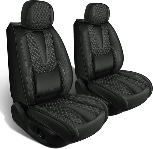 Miniatura 35 de Juego de fundas de asiento de automóvil para GMC Canyon 2015-2025, juego de fundas de asiento delantero de cuero con soporte lumbar, protector