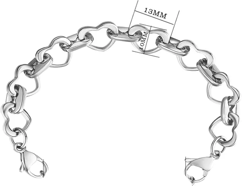 Miniatura 3 de LinnaLove Pulsera de alerta médica intercambiable de acero inoxidable con eslabones de corazón