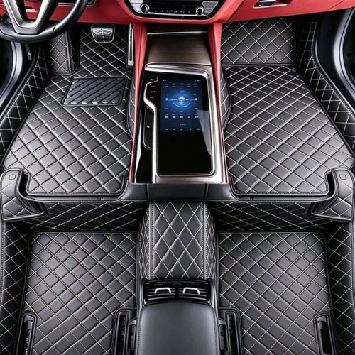 Miniatura 13 de Alfombrillas de cuero personalizadas para todo tipo de clima, revestimientos para el suelo de automóviles, SUV, camiones, juego de tapetes Azul