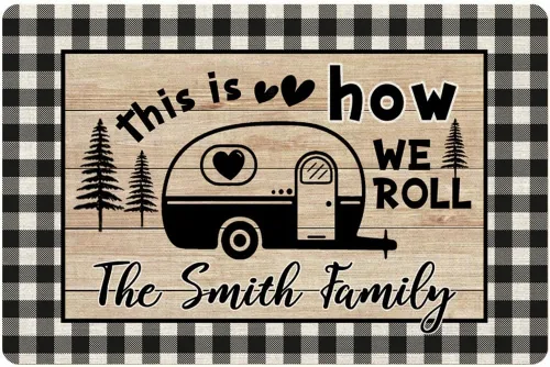 Miniatura 12 de Tapete personalizado para cámper de 30 x 18 pulgadas, tapete personalizado para puerta de campamento, caravana, apellido, para interiores y Madera