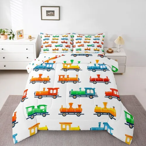 Miniatura 13 de Feelyou Juego de ropa de cama de camión de bomberos, edredón de coche de bomberos y policía para decoración de habitación de niños, tamaño Multi D05