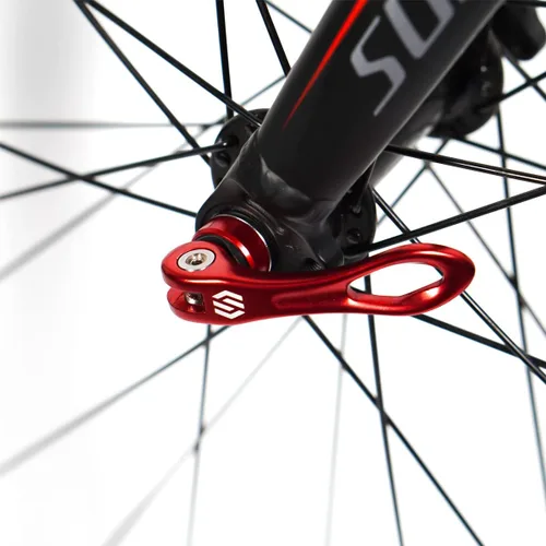 Miniatura 6 de Chooee Juego de brochetas de liberación rápida delantera y trasera para bicicleta de montaña o bicicleta de carretera (rojo/negro)