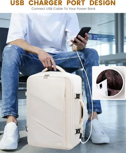 Miniatura 2 de LOVEVOOK Mochila de transporte de viaje, bolsa de viaje grande de 40 L para hombres y mujeres, aprobada para vuelos con 3 cubos de embalaje, maleta
