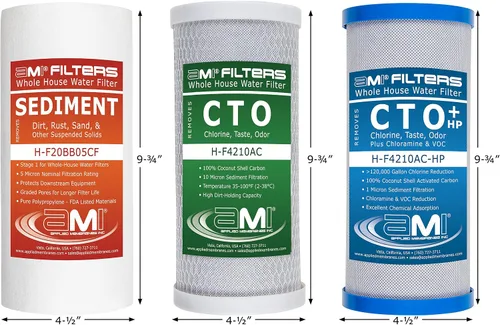 Miniatura 4 de Applied Membranes Inc. Reemplazo de cartucho de filtro de agua de 3 etapas para toda la casa, incluye cartuchos de filtro de sedimentos, carbono