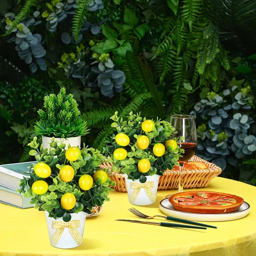Miniatura 4 de Jexine Juego de 3 bandejas escalonadas de frutas de verano para decoración de plantas artificiales, casa de campo, decoración del hogar, mini