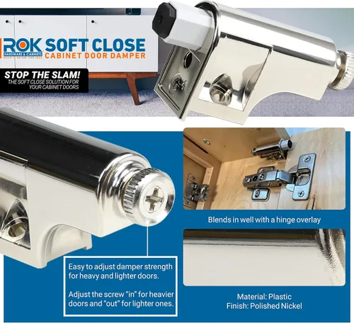 Miniatura 2 de Rok Hardware Amortiguador de cierre suave para puertas de gabinete/Compacto/Adaptador de cierre suave para gabinete/herramienta/bisagra con acabado