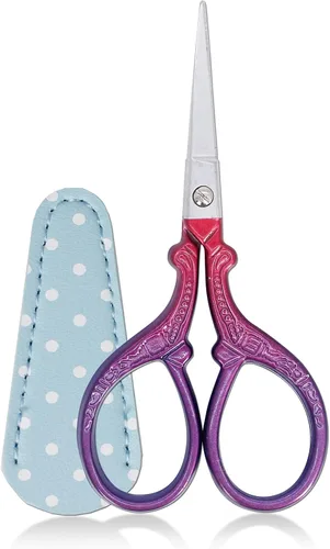 Tijeras de 3.6 pulgadas para costura y manualidades, de acero inoxidable, con funda de cuero para punto de cruz, corte de papel, artesanía, trabajo
