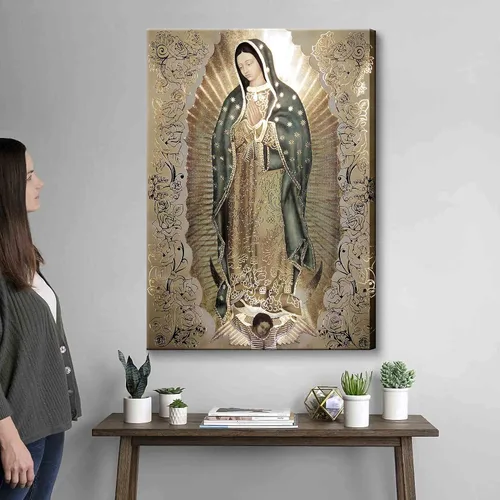 Miniatura 6 de Lienzo decorativo grande con marco de Nuestra Señora de Guadalupe Retrato de la Virgen María, arte de pared Virgen De Guadalupe Cuadros De La Virgen