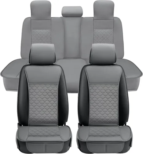 Miniatura 14 de Elantrip - 2 fundas para el asiento delantero del automóvil, protector de cuero para el asiento del automóvil, protector acolchado, antideslizante e
