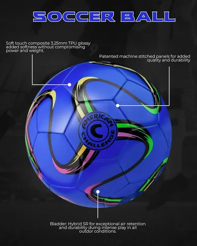 Miniatura 2 de American Challenge Brasilia - Balón de fútbol – Tamaños 5, 4, 3 y 2 – Balón de fútbol de entrenamiento para jóvenes y adultos para práctica