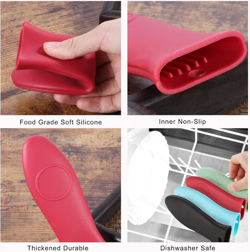 Miniatura 3 de Soporte de silicona para mango caliente, agarradera para sartenes de hierro fundido y sartenes, funda resistente al calor, mango de agarre de mango