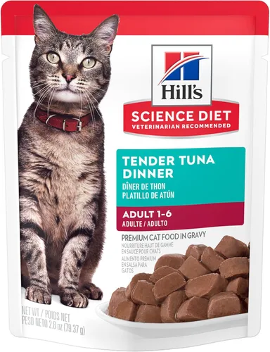 Miniatura 17 de Hill's Science Diet Adulto 1-6, Adulto 1-6 Premium Nutrition, Comida húmeda para gatos, estofado de pescado del océano, bolsa de 2.8 onzas, caja