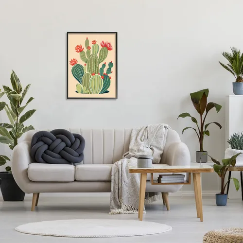 Miniatura 2 de Stupell Industries Arte giclée enmarcado con vegetación de cactus caprichoso, diseño de Ziwei Li Marco negro