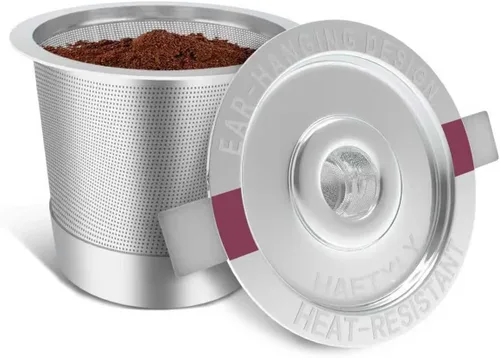 Miniatura 20 de Haetyly Paquete de 2 filtros de café reutilizables K Cups con cafetera Keurig 1.0 y 2.0, cápsulas de café reutilizables de acero inoxidable con asas