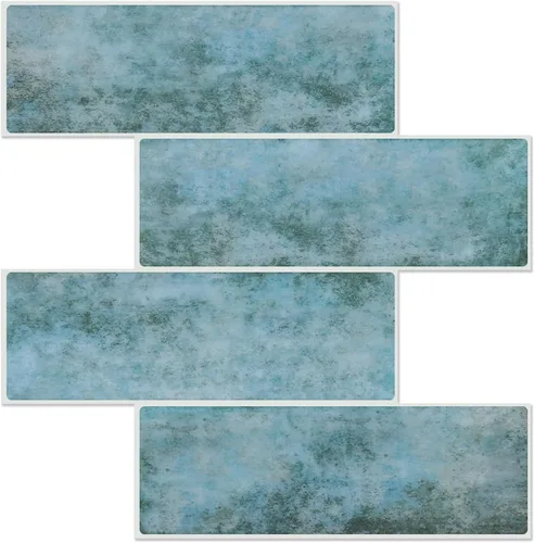 Miniatura 10 de Tilingview 10 piezas de azulejos de pelar y pegar para salpicaduras de cocina, diseño de tiras, azulejos de vinilo autoadhesivos, adhesivo de pared