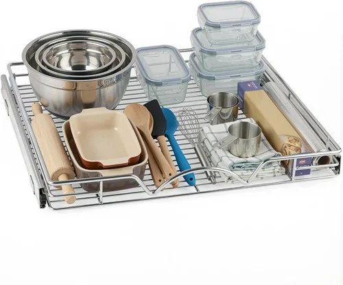 Miniatura 9 de Organizador de gabinete deslizable, estante de almacenamiento de armario de cocina deslizante extraíble y organizador, marco de alambre resistente