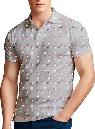 Miniatura 122 de Camisa de golf de los años 80 para hombre, ajuste seco, manga corta, estampada, divertidas, camisas de golf de los años 90 para hombre