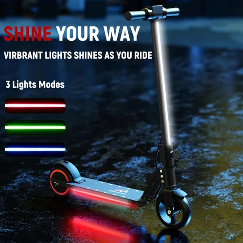 Miniatura 3 de Classic Foldable Electric Scooter for Kids, Bright Front Lights, Shining Pedal Lights, LED Display, Dual Brakes 150W Motor Kids Electric Scooter
