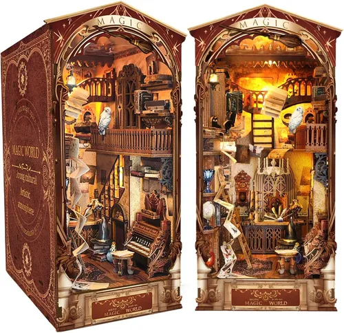 Miniatura 15 de Flever Kit en Miniatura DIY Book Nook para Casa de Muñecas, Decoración de Inserto DIY Booknook para Estantería, Kit en Miniatura de Madera 3D
