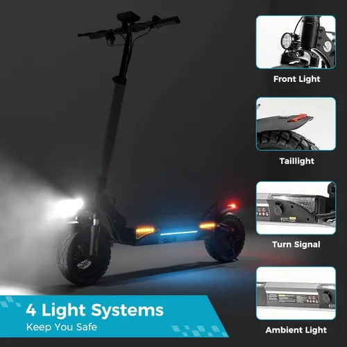 Miniatura 4 de Scooter eléctrico para adultos, velocidad de 38/28 MPH, rango de 55/28 millas, potente motor de 2400/1000 W, neumáticos todoterreno de 10 pulgadas