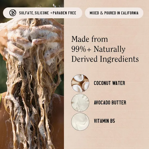 Miniatura 3 de California Naturals Classic Clean - Acondicionador de coco tostado con leche de coco, vitamina B5, natural, vegano, sin parabenos ni sulfatos