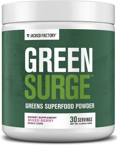 Miniatura 8 de Jacked Factory Green Surge Green Superfood - Bebida verde apta para dieta cetogénica con espirulina, hierba de trigo y cebada, verduras orgánicas