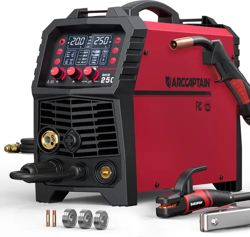 Miniatura 9 de ARCCAPTAIN Soldador MIG de 130 A, soldador MIG de núcleo de flujo de 110 V, máquina de soldadura TIG/Stick 3 en 1 con sinergia, equipo de soldadura