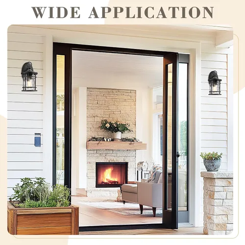 Miniatura 5 de Emliviar Paquete de 2 Apliques de Pared Exteriores, Linternas Antioxidantes para Exteriores Lámparas de Pared, Iluminación de Patio Estilo Granja