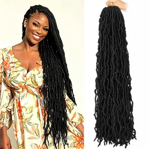 Miniatura 29 de Mytarku 8 paquetes de rastas suaves de 24 pulgadas con extremos rizados, rastas de pelo sintético de ganchillo bohemias para mujeres rastas de 1b