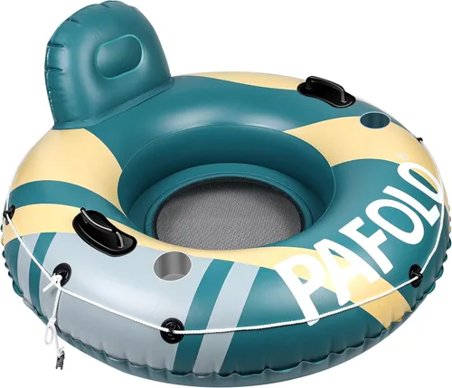 River Tubes for Floating Heavy Duty, Pool Float Adult, 53" Inflatable Float Tube for Beach Lake Rafting, River Floats with Mesh Bottom Verde