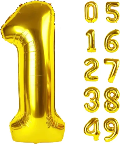 Miniatura 216 de Globo de cumpleaños número 4 dorado de 40 pulgadas, globos gigantes del número cuatro 14 24 34 40 44 2024, globos grandes de lámina de mylar para Oro