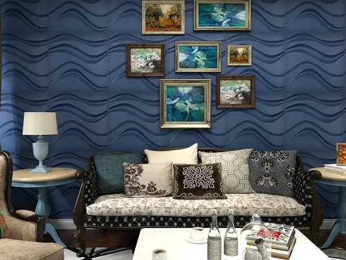 Miniatura 3 de Art3d - Panel de pared ondulado, azul, 19.7 x 19.7 pulgadas (paquete de 12)