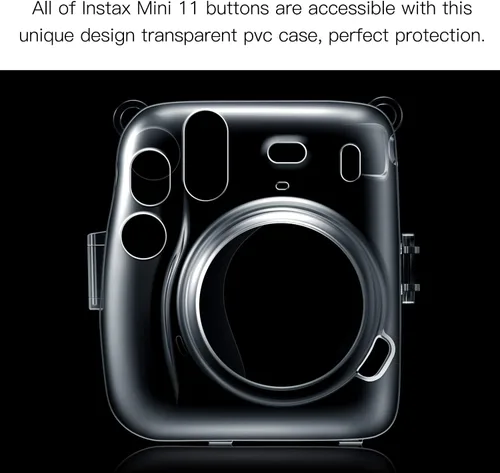 Miniatura 8 de Fintie Funda protectora transparente para cámara Fujifilm Instax Mini 11 de película instantánea - Carcasa rígida de cristal con correa de hombro
