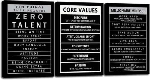 Miniatura 28 de Arte de Pared Motivacional 40 Razones para Entrenar 3 Piezas Pintura Impresión en Lienzo Decoración de Oficina Póster Mentalidad Millonaria