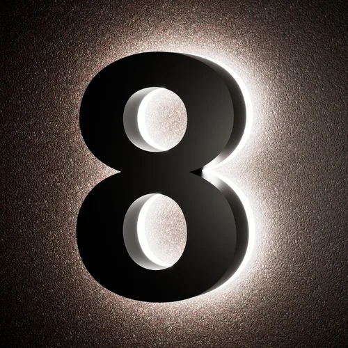 Miniatura 34 de Números de casa retroiluminados de 5 pulgadas para exteriores, acero inoxidable, número de dirección de casa iluminado con LED, letreros