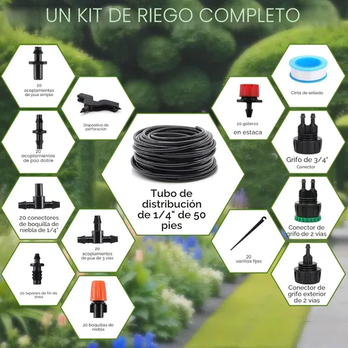 Miniatura 6 de Conjunto de tubos para riego, 1/4" equipo para riego nuevo / equipo de irrigación automática para invernadero y jardineros, juego de enfriamiento