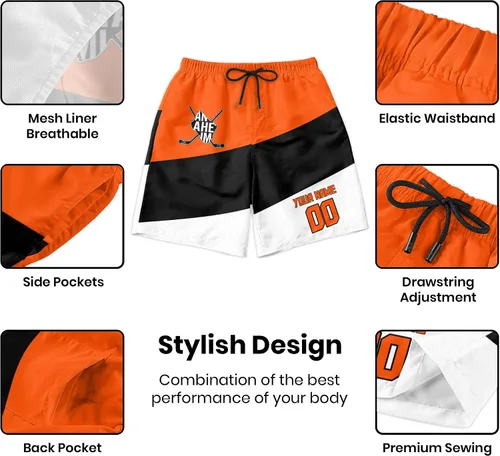 Miniatura 3 de Custom Hockey Men's Shorts Gifts for Men Casual City Youth Fans Sport Beach Shorts Add Name & Number Quick Dry