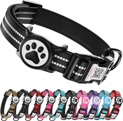Miniatura 14 de Collar de Perro AirTag para Perros Grandes, Collar de Perro con AirTag de Apple Resistente al Agua IP68 con Soporte para AirTag, Reflectante, azul